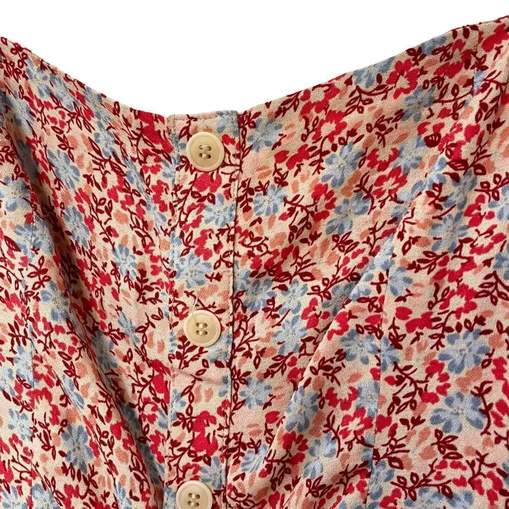 Reformation Jessa Floral Mini Dress Size 2 Pink Dulce Sweetheart‎ Neckline